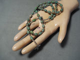 Rare Native American Navajo Green Turquoise Sterling Silver Rosary Necklace-Nativo Arts