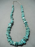 Native American Dazzling Vintage Santo Domingo Old Kingman Turquoise Sterling Silver Necklace-Nativo Arts