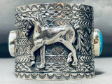 Native American Colossal Horse San Felipe Turquoise Sterling Silver Bracelet-Nativo Arts