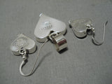 Exquisite Vintage Native American Navajo Inlay Lapis Sterling Silver Earrings Pendant-Nativo Arts