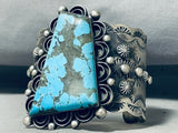 141 Gram Native American Navajo Spiderweb Turquoise Unique Shape Sterling Silver Bracelet-Nativo Arts