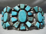 Best Vintage Native American Navajo Squared Turquoise Satellite Sterling Silver Bracelet Old-Nativo Arts