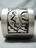 Wide Hand Tooled Vintage Hopi/ Native American Navajo Sterling Silver Bear Bracelet-Nativo Arts
