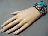 Awesome Vintage Native American Navajo 3 Kingman Turquoise Sterling Silver Bracelet-Nativo Arts