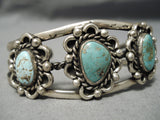 Early Vintage Native American Navajo Natural Royston Turquoise Sterling Silver Bracelet Old-Nativo Arts