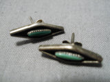 Unique Vintage Native American Navajo Royston Turqoise Sterling Silver Earrings Old-Nativo Arts