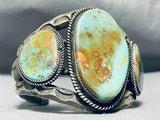 Best 136 Gram 3 Stone Royston Turquoise Vintage Native American Navajo Sterling Silver Bracelet-Nativo Arts