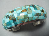 One Of The Best Vintage Native American Navajo Checkerboard Inlay Sterling Silver Bracelet-Nativo Arts