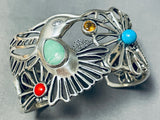 Extreme Intricacy Hummingbird Sterling Silver Turquoise Bracelet Cuff-Nativo Arts