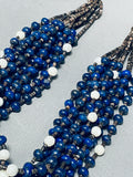 Rare Rye Whotegoat Native American Navajo Lapis Heishi Authentic Work Necklace-Nativo Arts