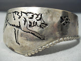 Creeping Coyote Vintage Native American Navajo Sterling Silver Bracelet Cuff-Nativo Arts