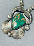 Rare Longer 30 Inch Vintage Native American Navajo Royston Turquoise Sterling Silver Necklace-Nativo Arts