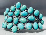 Gorgeous Vintage Native American Navajo Earth Blue Turquoise Cluster Sterling Silver Bracelet-Nativo Arts