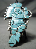 Exquisite Vintage Zuni Native American Turquoise Dancer Sterling Silver Ring-Nativo Arts