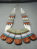 Native American One Of The Biggest Santo Domingo Turquoise Inlay Pearl Necklace-Nativo Arts