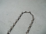 Dramatic Vintage Native American Navajo Kingman Turquoise Sterling Silver Necklace Old-Nativo Arts