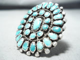One Of Best Ever Vintage Native American Navajo Turquoise Cluster Sterling Silver Ring-Nativo Arts