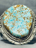 One Of The Craziest Ever Native American Navajo #8 Turquoise Sterling Silver Bracelet-Nativo Arts