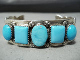Detailed Vintage Native American Navajo Turquoise Concho Sterling Silver Bracelet-Nativo Arts