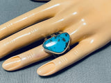 Signed Native American Rare Morenci Turquoise Sterling Silver Ring-Nativo Arts