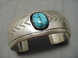 Incredible Vintage Native American Navajo Carico Lake Turquoise Sterling Silver Bracelet Old-Nativo Arts