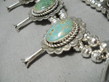 300 Gram Native American Green Turquoise Sterling Silver Squash Blossom Necklace-Nativo Arts