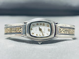 Native American Striking Vintage Santo Domingo Sterling Silver & 14k Gold Watch Bracelet-Nativo Arts