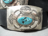 Outstanding Vintage Native American Navajo Morenci Turquoise Sterling Silver Concho Belt Old-Nativo Arts