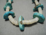 Early 1900's Vintage Native American Navajo Santo Domingo Shell Turquoise Necklace Old-Nativo Arts