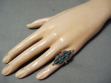 Exquisite Vintage Native American Navajo Cerrillos Turquoise Sterling Silver Ring-Nativo Arts