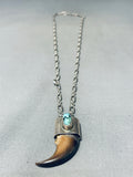 Powerful Vintage Native American Navajo Turquoise Sterling Silver Necklace-Nativo Arts
