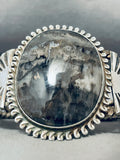 Fog Black Agate Vintage Native American Navajo Sterling Silver Bracelet-Nativo Arts