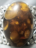 Huge Detailed Vintage Native American Navajo Amber Sterling Silver Coil Bracelet Cuff-Nativo Arts