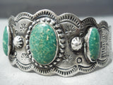 Early Vintage Native American Navajo Cerrillos Turquoise Sterling Silver Hand Tooled Bracelet-Nativo Arts