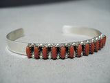 Wonderful Zuni Coral Sterling Silver Bracelet Native American-Nativo Arts