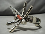 Amazing Vintage Native American Navajo Dragonfly Sterling Silver Bracelet Old Cuff-Nativo Arts