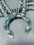 417 Gram Native American Navajo Sterling Silver Green Turquoise Squash Blossom Necklace-Nativo Arts