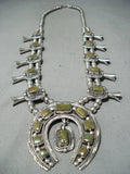 Women's Signed Vintage Native American Navajo Turquoise Sterling Silver Squash Blossom Necklace-Nativo Arts