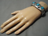 Wonderful Vintage Native American Navajo Triple Floral Turquoise Sterling Silver Bracelet-Nativo Arts