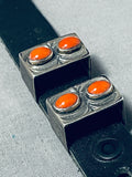 Native American Important Gary Reeves (d.) Coral Sterling Silver Buckle Set-Nativo Arts