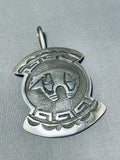 Interesting Vintage Signed Native American Navajo Sterling Silver Bear Pendant-Nativo Arts