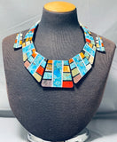 Native American One Of The Most Unique Ever Santo Domingo Turquoise Sterling Silver Necklace-Nativo Arts