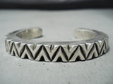 Signed Very Thick Vintage Native American Navajo Sterling Silver Bracelet Cuff-Nativo Arts
