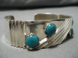 Striking Vintage Native American Navajo 4 Royston Turquoise Sterling Silver Bracelet Cuff-Nativo Arts