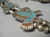 Best Vintage Native American Navajo Wil Singer Turquoise Sterling Silver Squash Blossom Necklace-Nativo Arts