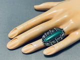 Magnificent Best Vintage Native American Navajo Malachite Sterling Silver Ring-Nativo Arts