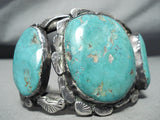 Biggest Best Vintage Native American Navajo Earth Blue Turquoise Sterling Silver Bracelet Old-Nativo Arts