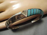 Important Vintage Native American Navajo Lonn Parker Double Technique Turquoise Bracelet-Nativo Arts