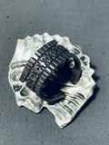Striking San Felipe Damale Turquoise Sterling Silver Chief Ring-Nativo Arts