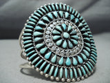 Huge Vintage Native American Navajo Teardrop Turquoise Sterling Silver Bracelet Cuff-Nativo Arts